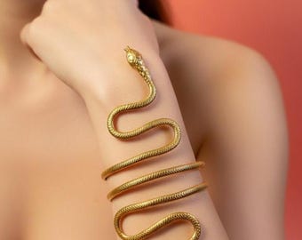 Armband med ormmotiv i guld | Armband med ormmotiv i boho-stil med gudinna