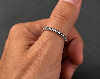 Anillo vintage de marcasita con banda de plata de ley / Anillo apilable estilo art déco