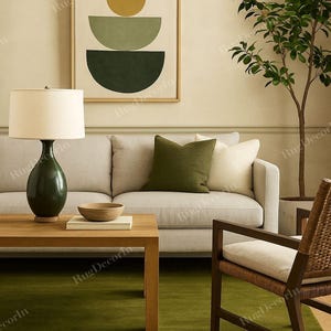 Hand-Tufted Forest Olive Green Wool Rug | Solid Minimalist Area Carpet | Modern Handmade Rug for Living Room or Bedroom 5x8, 6x9, 8x10, 9x12