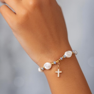 Cross Bracelet for Women, Gift for Girls, Religious Gift, Beaded Cross Bracelet, Faith Bracelet, Easter Gift