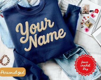 Custom Name PNG Faux Crochet and Knit Look PNG Graphic-Digital Download-Personalized and Made to Order