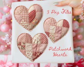 Patchwork Heart Set Png, Trendy Love Pngs, Valentine's Day Sublimation Png, Gift For Her, Retro Valentine Png, Digital download, Boutique