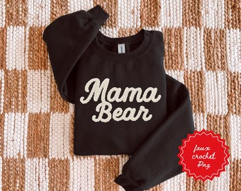Preppy Mama Bear faux yarn PNG, Simple Mom PNG, Trendy Christmas PNG, Sublimation and Dtf Png, Faux yarn mama, Coquette Png