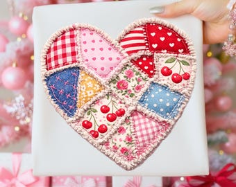 Patchwork Heart Png, Trendy Love Day Png, Valentine's Day Sublimation Png, Gift For Her, Retro Valentine Png, Digital download, Boutique PNG