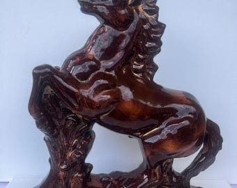 Estatueta de Cavalo Vintage | Grande Decoração de Cerâmica | Estatueta de Animal de Cerâmica