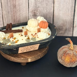 Pumpkin Pie Dough Bowl Candle: Wood Wick, Soy-Coconut Wax, Fall Centerpiece