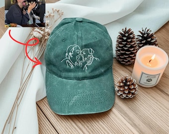 Custom Dog Outline Embroidered Hat, Custom Pet Outline, Personalized Pet Dad Cap, Gift for Dog Lovers Men and Women