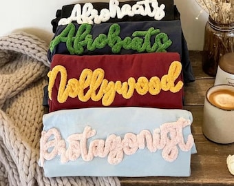 Custom Chenille Embroidered Sweatshirt: Fuzzy Letter Team Spirit Shirt