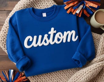 Custom Chenille Embroidered Sweatshirt: Game Day Team Spirit Shirt