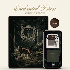 Enchanted Forest-trouwwebsite met canva-sjabloon voor reactie