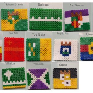 Puerto Rico Flag Pixel Art Magnet - Medium 5mm Fuse Bead - 8-Bit PR Pueblo Pride Decor - Choose Your Town (78 Pueblos) - Boricua Gift Bild 4