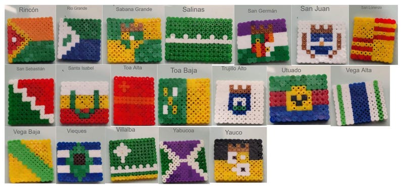 Puerto Rico Flag Pixel Art Magnet - Medium 5mm Fuse Bead - 8-Bit PR Pueblo Pride Decor - Choose Your Town (78 Pueblos) - Boricua Gift Bild 4