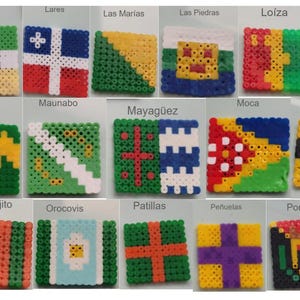 Puerto Rico Flag Pixel Art Magnet - Medium 5mm Fuse Bead - 8-Bit PR Pueblo Pride Decor - Choose Your Town (78 Pueblos) - Boricua Gift Bild 3