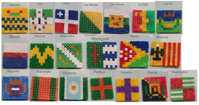 Puerto Rico Flag Pixel Art Magnet - Medium 5mm Fuse Bead - 8-Bit PR Pueblo Pride Decor - Choose Your Town (78 Pueblos) - Boricua Gift Bild 3