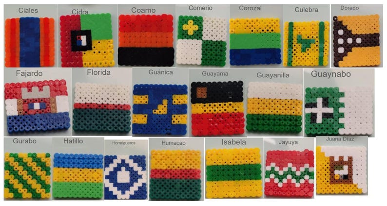 Puerto Rico Flag Pixel Art Magnet - Medium 5mm Fuse Bead - 8-Bit PR Pueblo Pride Decor - Choose Your Town (78 Pueblos) - Boricua Gift Bild 2