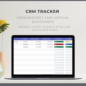 CRM Tracker Spreadsheet for Virtual Assistants & Freelancers | Google Sheet | Lead Tracker | Client Management Template