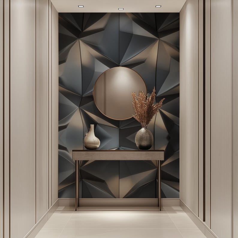 Geometric 3D Abstract Office Wallpaper, Modern Accent Mural, Custom ...