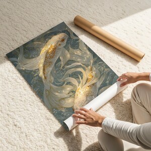 Duty Free, Tariff Free, Customs Free, Tropic Wallpaper, Japanese Koi Fish, Pink, Teal Mural, Oversized Large Mural, Textured Canvas Wall Art, Removable Peel and Stick, Non-woven Wall Decor, Self-adhesive, Non-pasted, Removable, Easy to Apply, DIY, ECOLOGO certified, Breathable material, Healthier Interiors, UV resistant, HP Latex certified ink, Non-toxic nontoxic non toxic, nursery mural, Safe for children kids, Water resistant, Chinoiserie Wallpaper