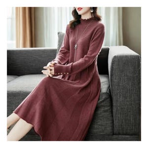 Oversized Knit Midi Dress: Half Turtleneck A-Line Sweater - Plus Size 5XL