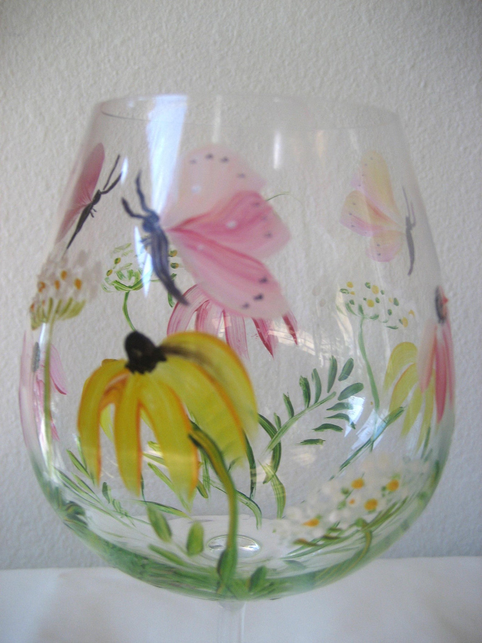Wildflower Wine Glass Handpainted Wedding Gift Idea. Etsy