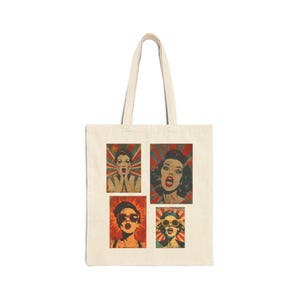 Retro Pop Art Tote Bag, Vintage Style Shopping Bag, Eco-Friendly Canvas Tote, Art Lover Gift, Perfect for Casual Outings