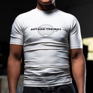Short Sleeve BJJ Rash Guard for Men | Black & White No-Gi Jiu Jitsu Shirt | MMA Compression Top | Beyond The Mat Training Gear