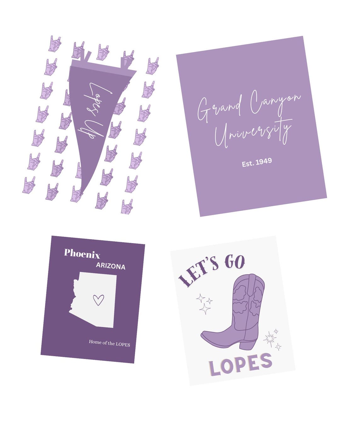 Grand Canyon University GCU Wall Prints Dorm Room Prints Purple and ...