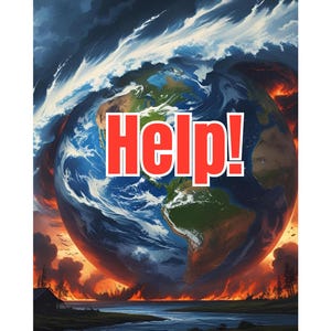 Distressed Earth Art Print: Climate Change Awareness (Digital Download)