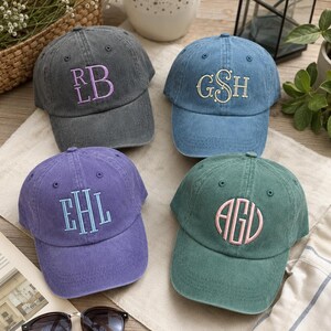 Custom Embroidered Monogram Hat, Personalized Initial Baseball Cap, Vintage Washed Dad Hat, Custom Letter Cap, Monogram Gift for Women Men