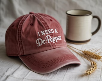 I Need a Dr Pepper Embroidered Hat Funny Soda Lover Cap Vintage Washed Dad Hat Adjustable Distressed Style Gift for Pop Drink Fans