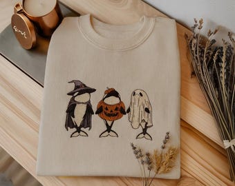 Embroidered Spooky Orca Whale Halloween Shirt, Retro Pumpkin Witch Ghost shirt, Funny Ocean Animal Lover Gift, Halloween Shirt