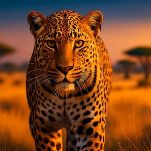 Leopard at Sunset – Digital Wildlife Print | African Safari Wall Art | Big Cat Photography | Instant Download