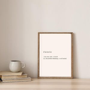 Eunoia Wand Kunst druckbare minimalistische Eunoia Wörterbuch Definition Print Eunoia moderne Typografie digitaler Download