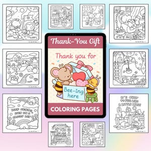 Thank You Gift Coloring Pages | Printable PDF for Kids and Adults | Gratitude Art | Digital Download for Journals, Cards and Crafts