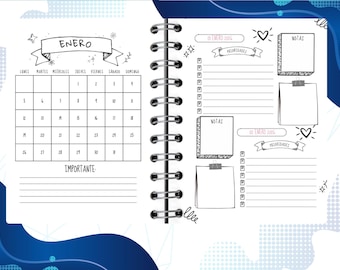 Agenda imprimible 2026, español, PDF, archivo digital listo para imprimir