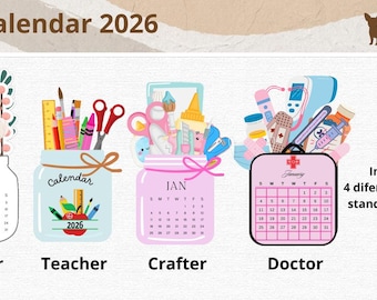 Minicalendario armable 2026 - diferentes diseños - paquete