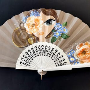 Wooden fan/Spanish fan/Hand-painted fan/Flamenco fan/Hand fan/Ventaglio My Doll Collection: Judith