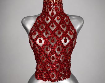 Top Haute Couture Orné de Cristaux