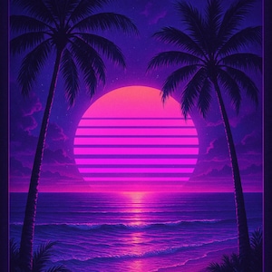 Vaporwave Art Beach