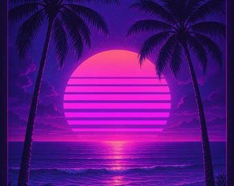 Vaporwave Art Beach