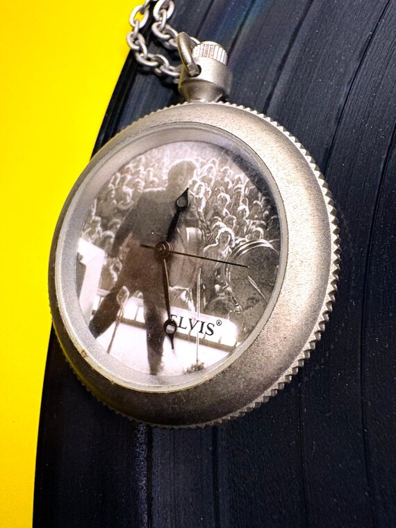 1996 The Wertheimer Collection Vintage Elvis Presley Silver Pocket Watch View 6
