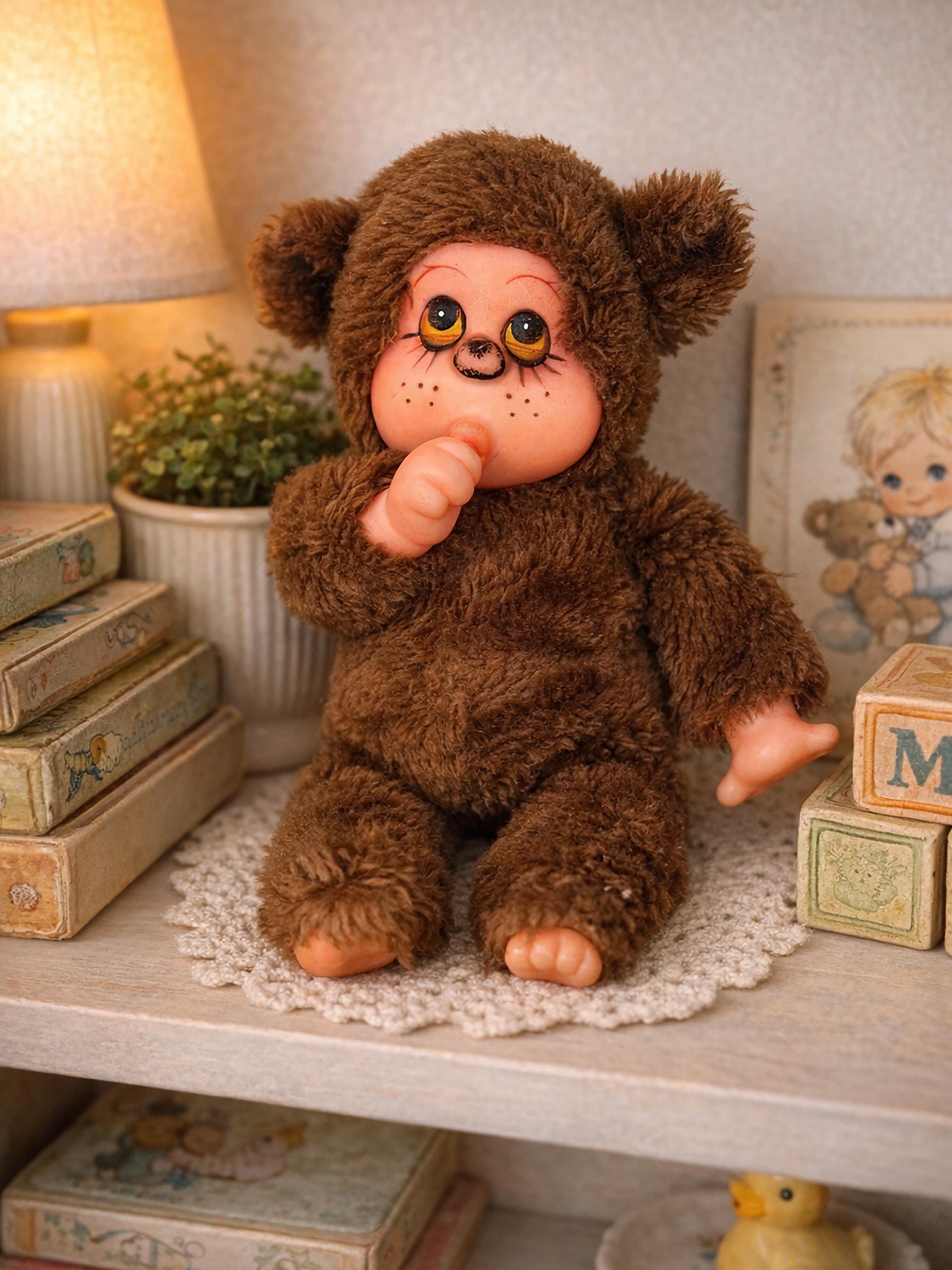 Vintage 1974 Monchhichi Plush Toy – Sekiguchi Thumb-sucking Monkey