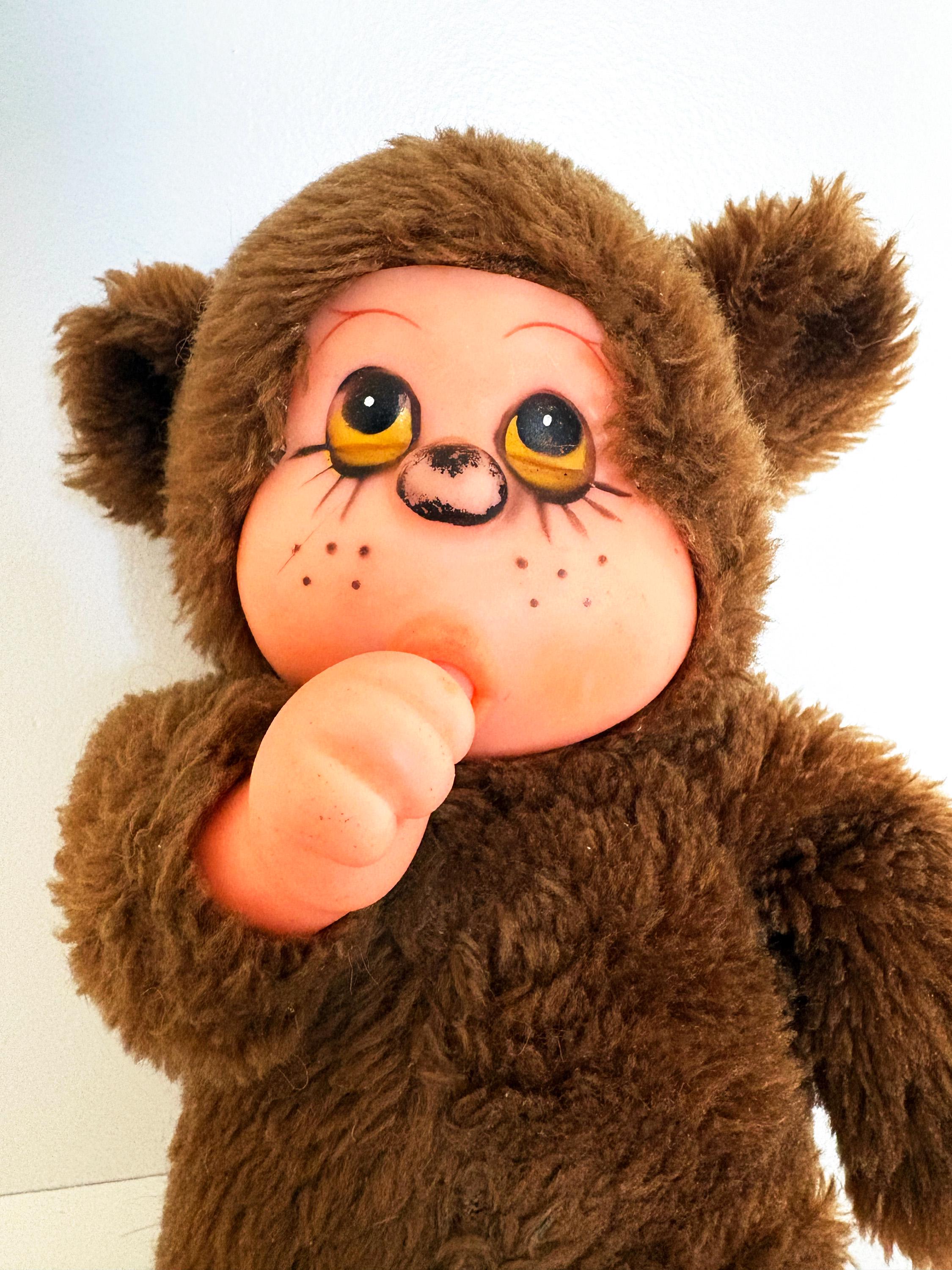 Vintage 1974 Monchhichi Plush Toy – Sekiguchi Thumb-sucking Monkey