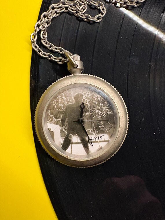 1996 The Wertheimer Collection Vintage Elvis Presley Silver Pocket Watch
