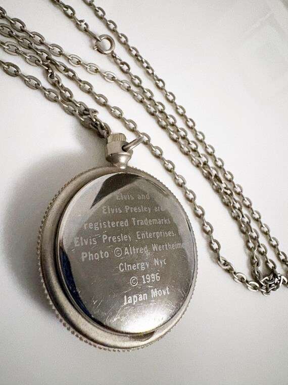 1996 The Wertheimer Collection Vintage Elvis Presley Silver Pocket Watch View 4