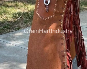 Handgemaakte leren rodeo-kieren met franje: western-cowboyuitrusting