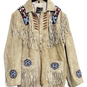 Handcrafted Suede Fringe Western Jacket: Beaded Native Style