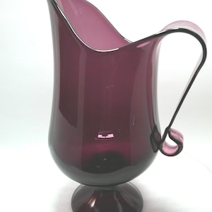 CLEARANCE! Vintage Amethyst Swung Glass Vase Pitcher, MCM Art Glass 1960's