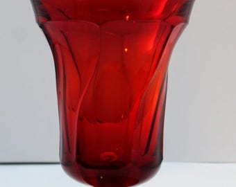 Vintage Fostoria Jamestown Ruby Red Goblet - Mid Century Swirl Wine Glass