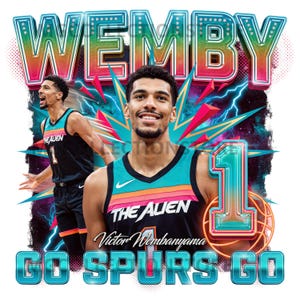 Best Seller Wemby The Alien PNG, Retro Basketball Fan Graphic for T-Shirt Mug Tote Bag Sublimation